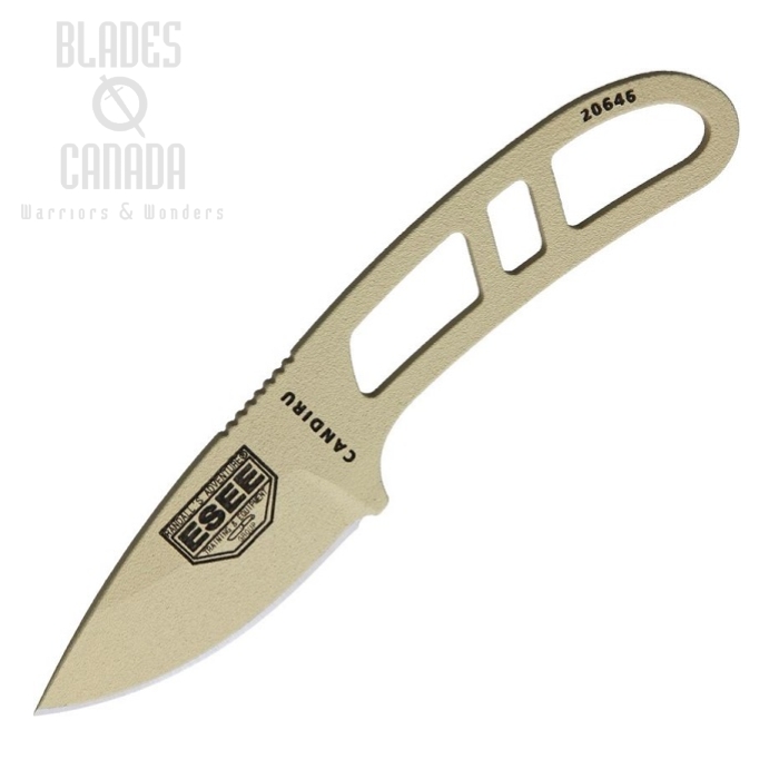 (image for) ESEE Candiru Fixed Blade Knife, 1095 Carbon Desert Tan, Molded Sheath, CAN-DT